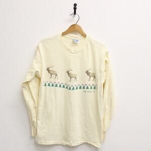 Vintage Sun Valley Idaho Elk Deer Long Sleeve T Shirt Large